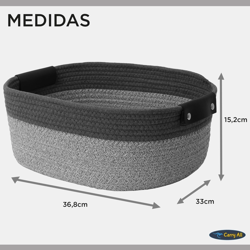Canastos Organizadores Carry All Basket L Pack 2 Algodón Manillas Nordico Cesta - 5