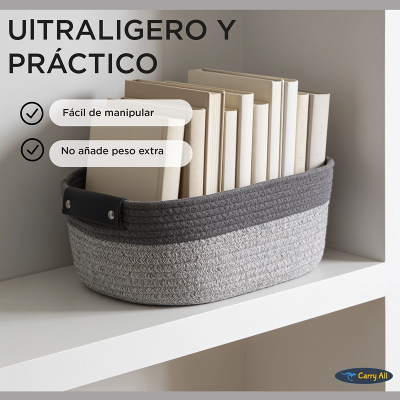Canastos Organizadores Carry All Basket L Pack 2 Algodón Manillas Nordico Cesta - 8