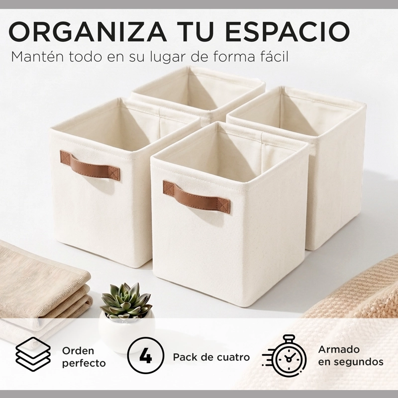 Caja Organizadoras Cubo Carry All Lino S Pack 4 Plegables 12 Litros Manilla - 2