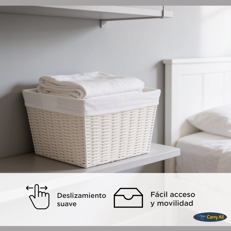 PACK 2 CANASTOS CESTAS ORGANIZADORAS CARRY ALL  ESTILO RATAN CREMA M - 7