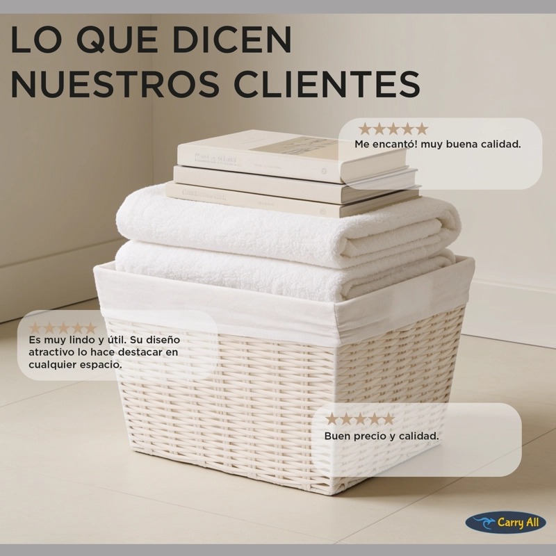 PACK 2 CANASTOS CESTAS ORGANIZADORAS CARRY ALL  ESTILO RATAN CREMA M - 9
