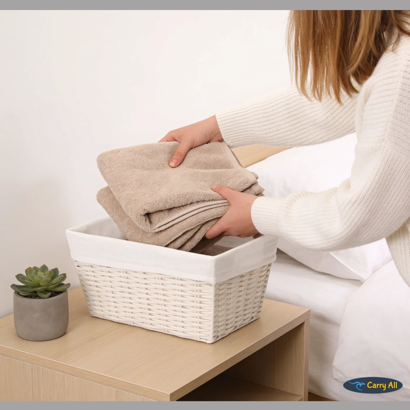 PACK 3 CANASTOS CESTAS ORGANIZADORAS CARRY ALL  ESTILO RATAN CREMA S - 6