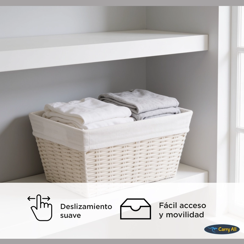 PACK 3 CANASTOS CESTAS ORGANIZADORAS CARRY ALL  ESTILO RATAN CREMA S - 7