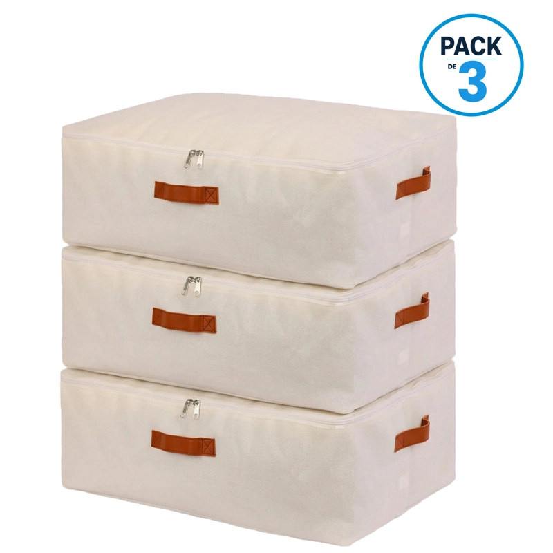 Bolsas Organizadoras Bajo Cama Carry All Pack 3 Lino 42 Litros Con Cierre - 1