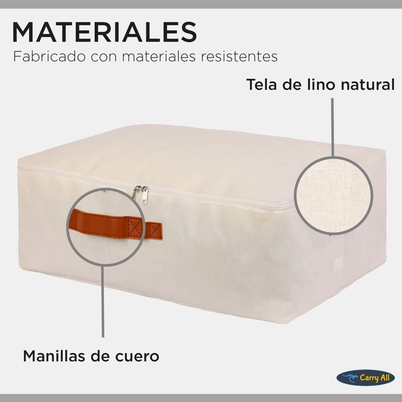 Bolsas Organizadoras Bajo Cama Carry All Pack 3 Lino 42 Litros Con Cierre - 3