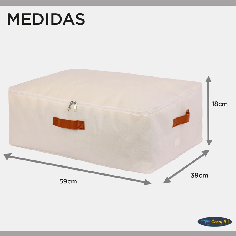 Bolsas Organizadoras Bajo Cama Carry All Pack 3 Lino 42 Litros Con Cierre - 5