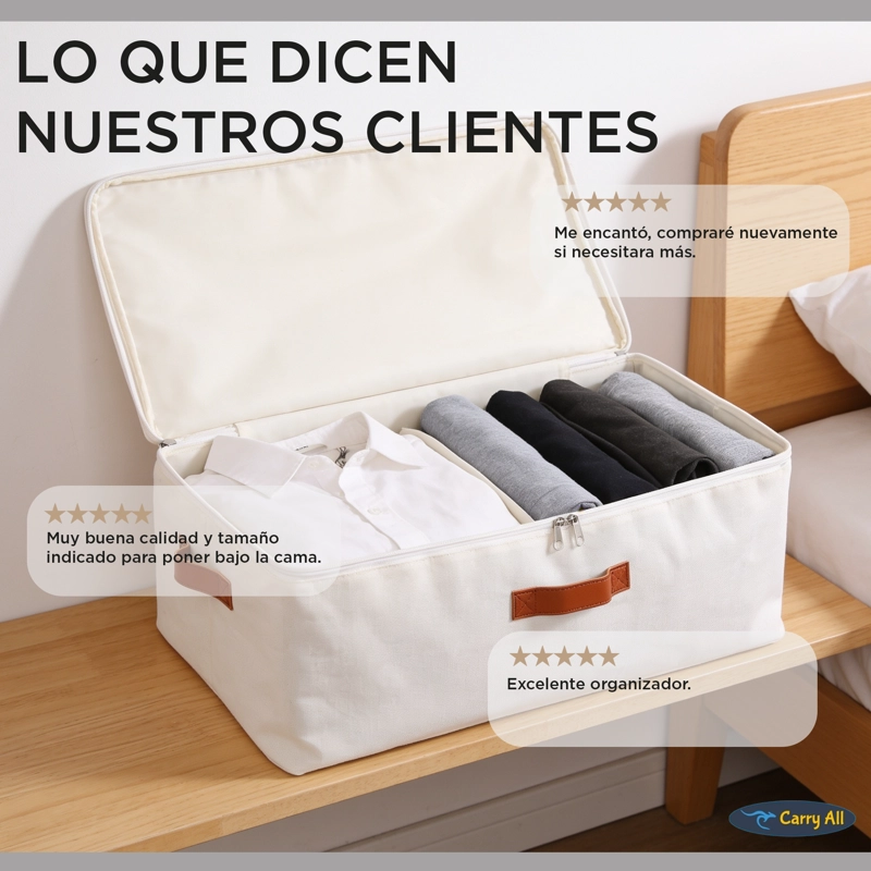 Bolsas Organizadoras Bajo Cama Carry All Pack 3 Lino 42 Litros Con Cierre - 9