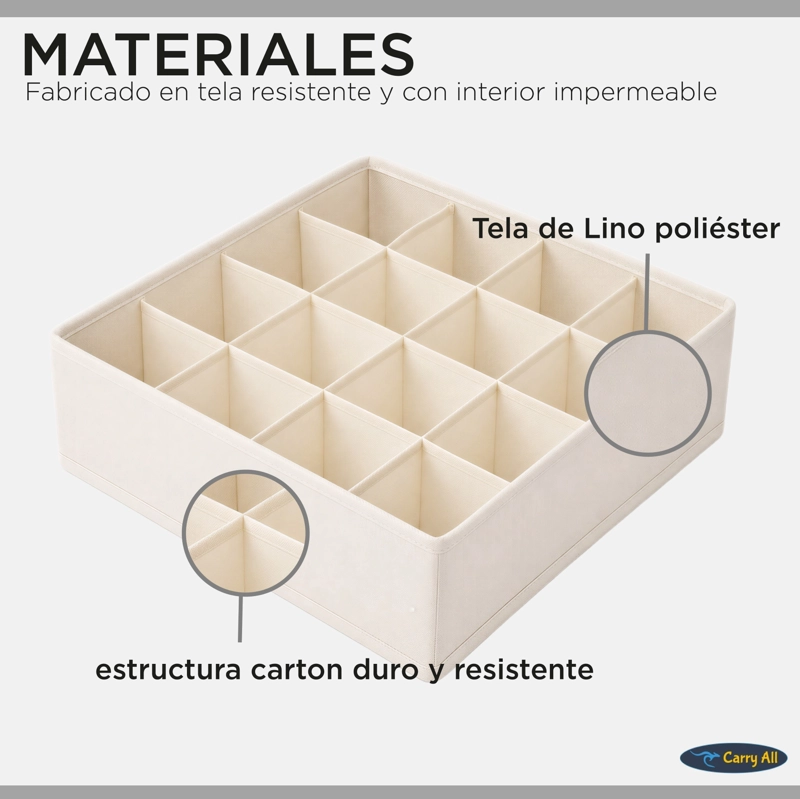 Organizadores De Cajón Closet Carry All 16 Divisiones Ropa Interior Calcetines - 3