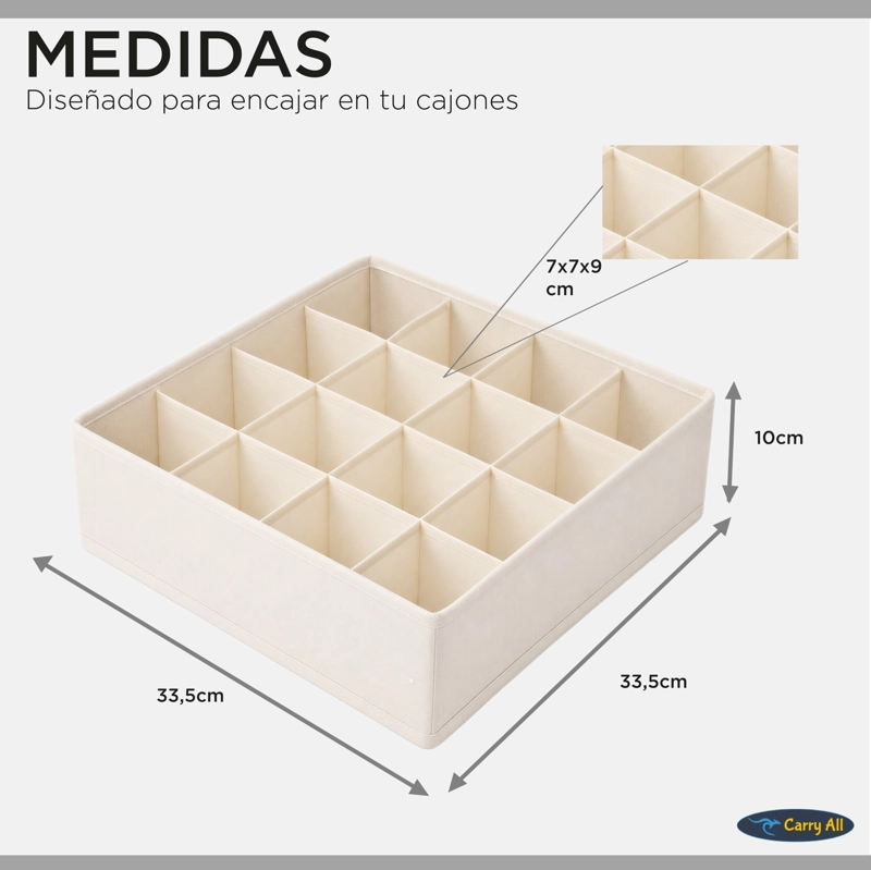 Organizadores De Cajón Closet Carry All 16 Divisiones Ropa Interior Calcetines - 5