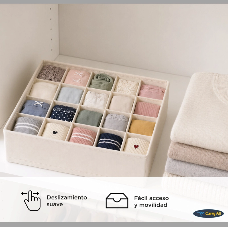 Organizadores De Cajón Closet Carry All 16 Divisiones Ropa Interior Calcetines - 7