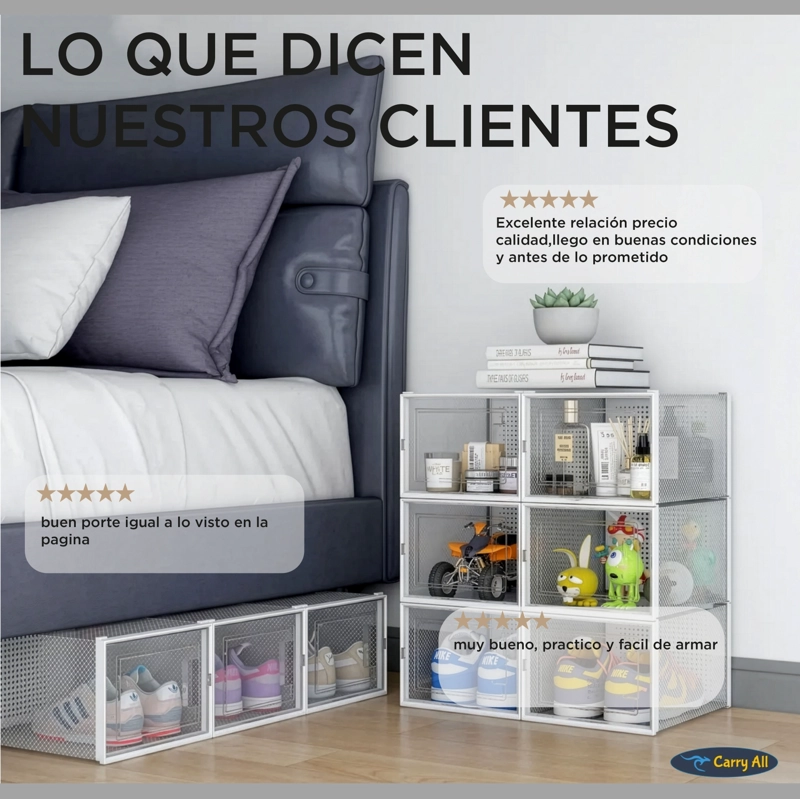 Cajas Organizadoras De Zapatos Carry All Pack 6 Medium Apilables Plegables - 10
