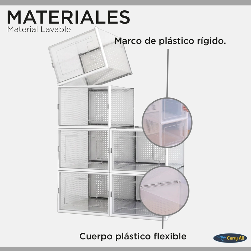 Cajas Organizadoras De Zapatos Carry All Pack 6 Medium Apilables Plegables - 3