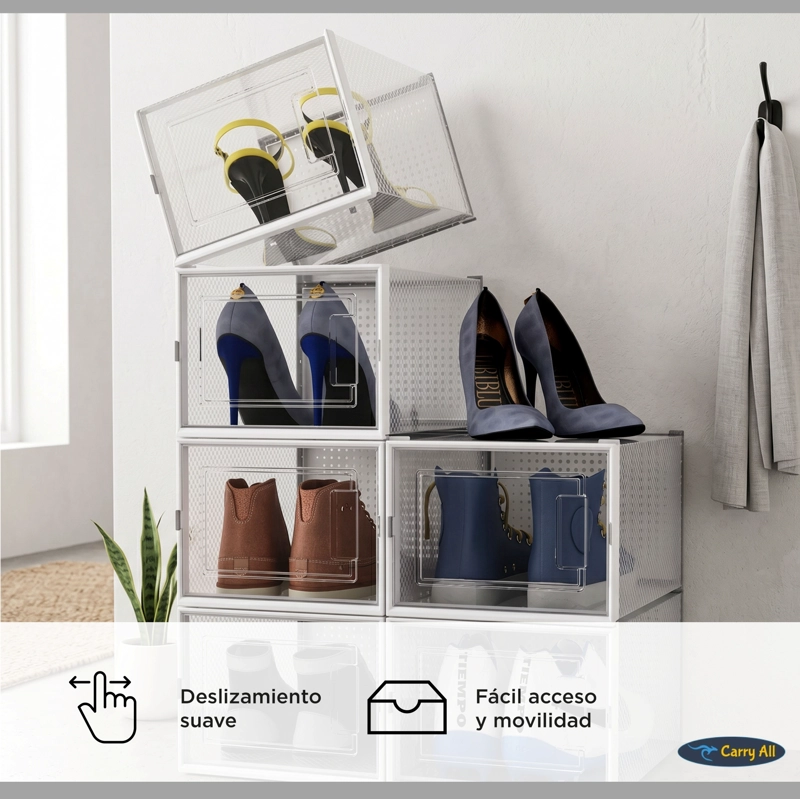 Cajas Organizadoras De Zapatos Carry All Pack 6 Medium Apilables Plegables - 6