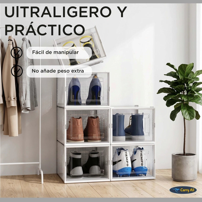 Cajas Organizadoras De Zapatos Carry All Pack 6 Medium Apilables Plegables - 7
