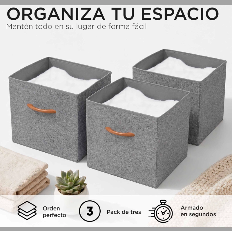 PACK 3 CAJAS CUBO ORGANIZADORAS CARRY ALL CLOSET ROPA ACCESORIOS - 2