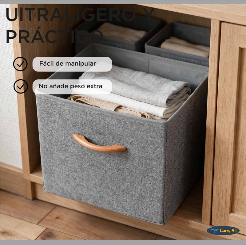 PACK 3 CAJAS CUBO ORGANIZADORAS CARRY ALL CLOSET ROPA ACCESORIOS - 6