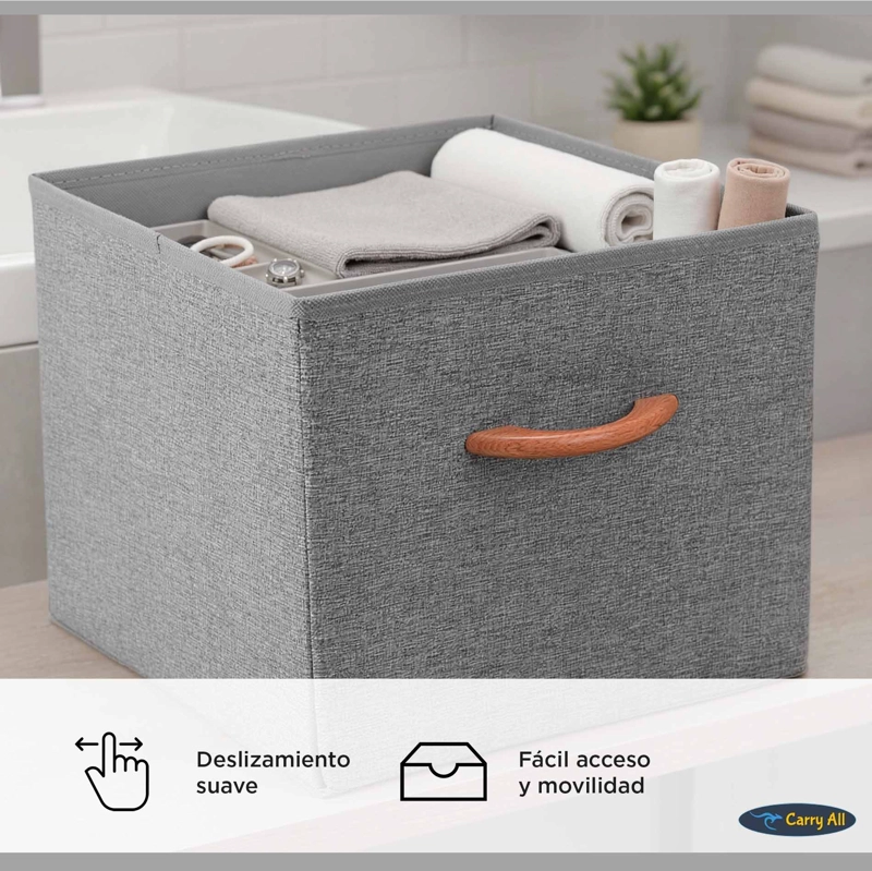 PACK 3 CAJAS CUBO ORGANIZADORAS CARRY ALL CLOSET ROPA ACCESORIOS - 7