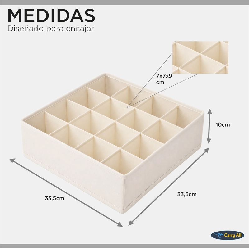 Organizadores De Cajón Closet Carry All 16 Divisiones Pack 3 Ropa Interior Calcetines - 5