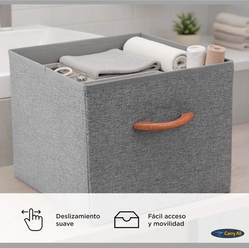 CUBO ORGANIZADOR PLEGABLE DE TELA CLOSET CESTA ROPA VARIOS ACCESORIOS - 6