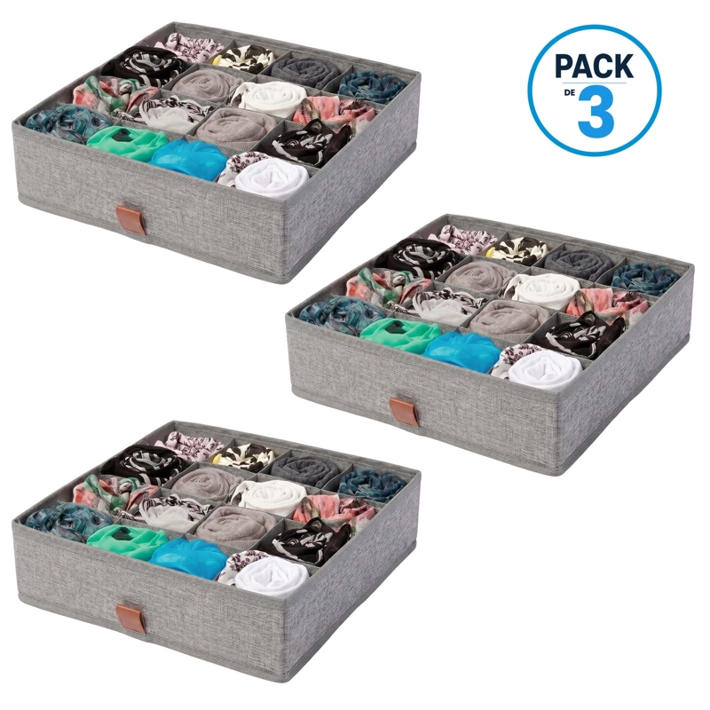 Organizadores De Cajón Closet Carry All 16 Divisiones Pack 3 Ropa Interior Calcetines - 1