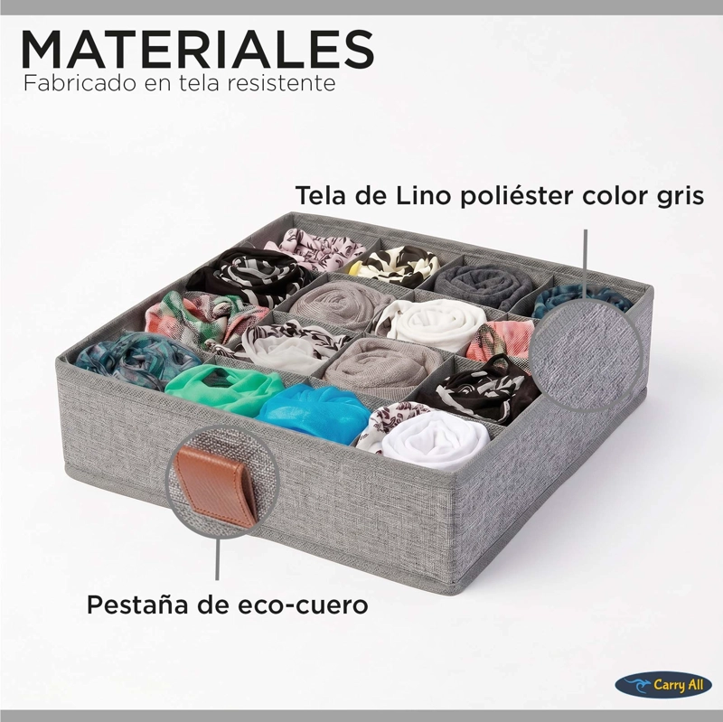 Organizadores De Cajón Closet Carry All 16 Divisiones Pack 3 Ropa Interior Calcetines - 3