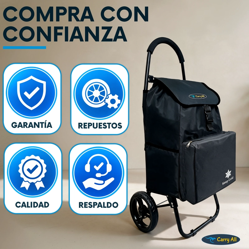Carrito De Compras Plegable Carry All Sidney 55 Litros Bolsillo Cooler Carro Feria Negro - 11