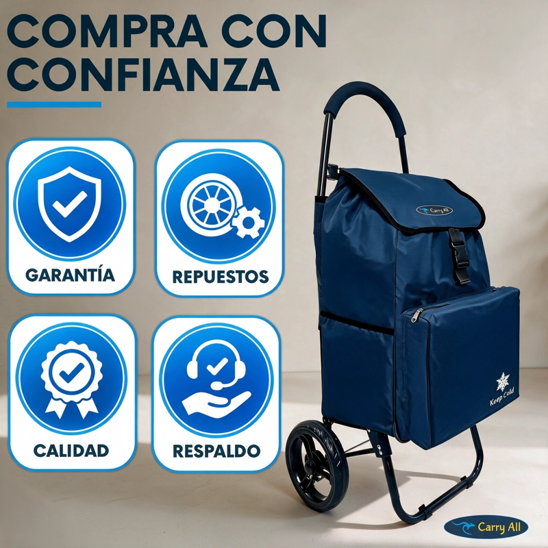 Carrito De Compras Plegable Carry All Sidney 55 Litros Bolsillo Cooler Carro Feria Azul - 11