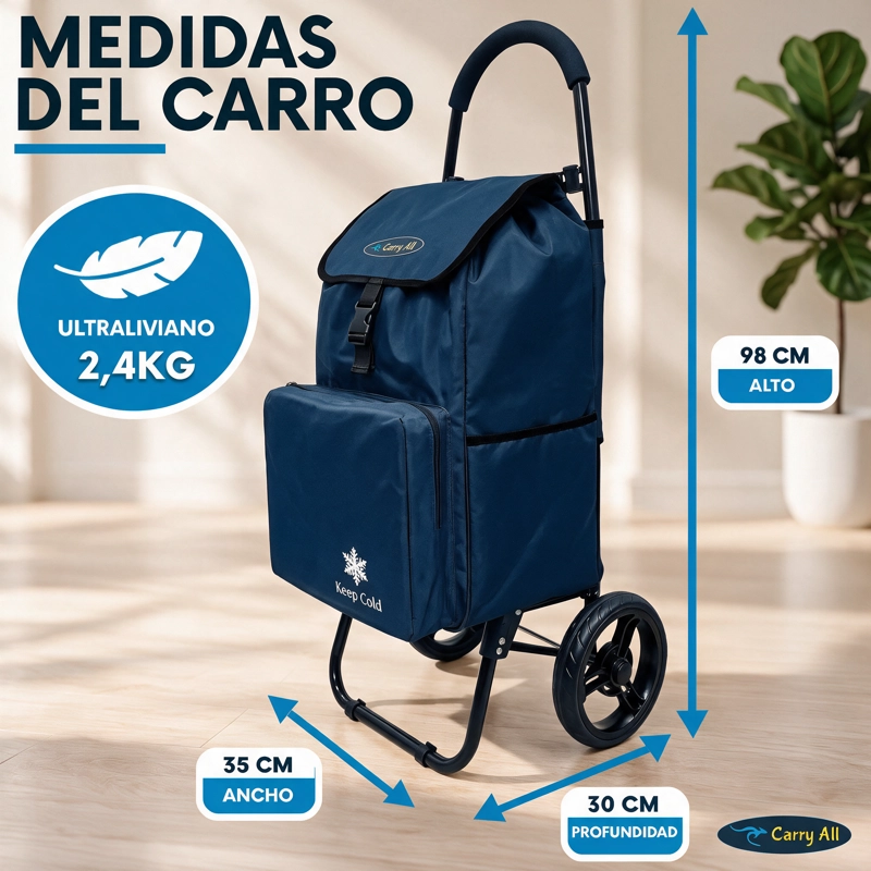 Carrito De Compras Plegable Carry All Sidney 55 Litros Bolsillo Cooler Carro Feria Azul - 9