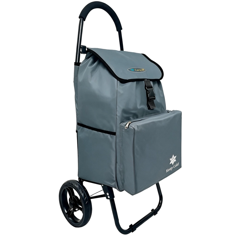 Carrito De Compras Plegable Carry All Sidney 55 Litros Bolsillo Cooler Carro Feria Gris - 1