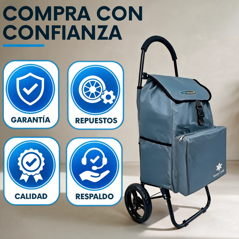Carrito De Compras Plegable Carry All Sidney 55 Litros Bolsillo Cooler Carro Feria Gris - 11