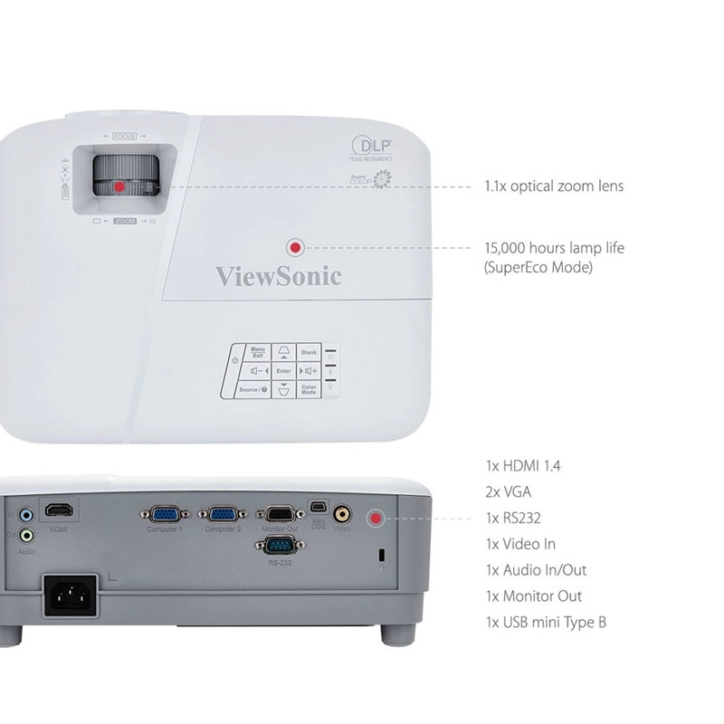 PROYECTOR VIEWSONIC PA503S DLP 4000 LUMENES SVGA PARA ESPACIOS PEQUEÑOS - 6