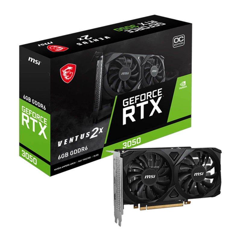 TARJETA DE VIDEO MSI NVIDIA GEFORCE RTX™ 3050 VENTUS 2X 6G OC, 6GB GDDR6 - 1