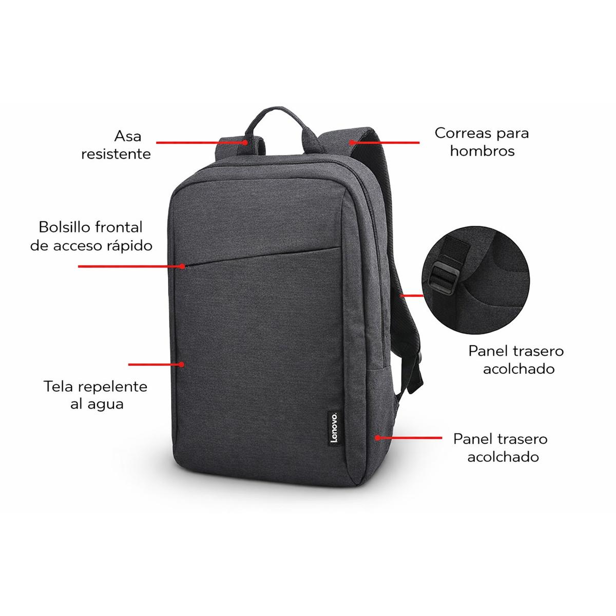 MOCHILA LENOVO B210 4X40T84059 CASUAL NEGRA 16” LIVIANA Y RESISTENTE AL AGUA - 5
