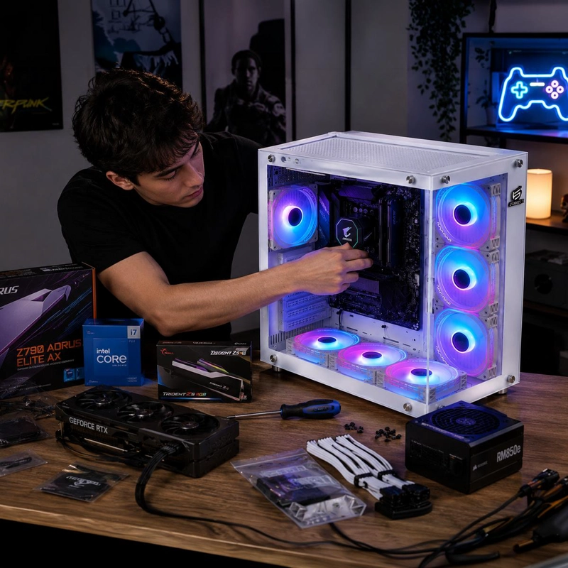 GABINETE GAMER ANILIUS BLANCO ATX MID TOWER VIDRIO TEMPLADO - 4