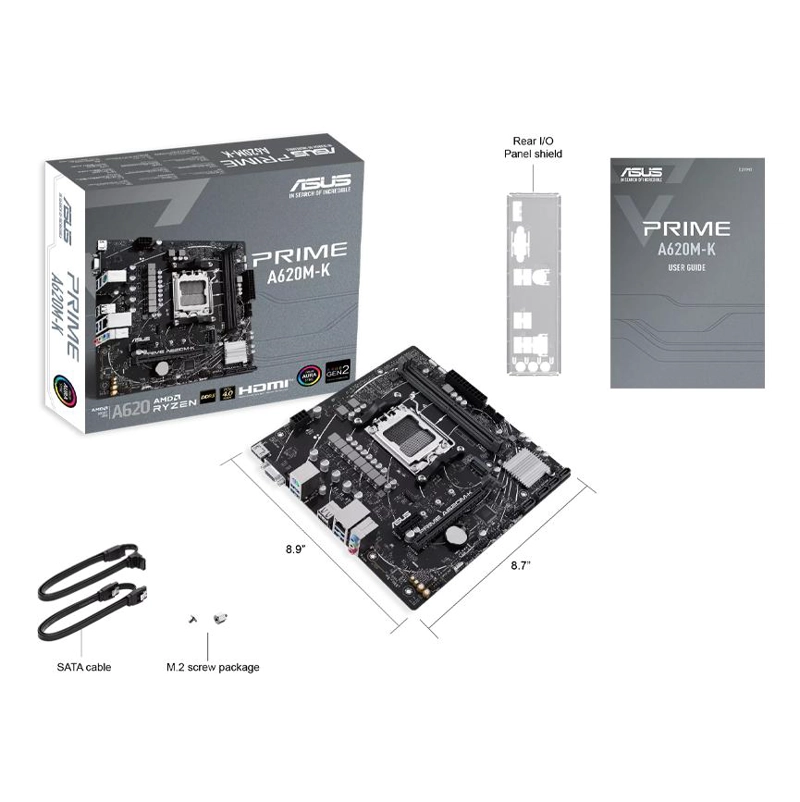 PLACA MADRE ASUS A620M-K PRIME AMD MICRO ATX DDR5 PCIE 4 M.2 - 8