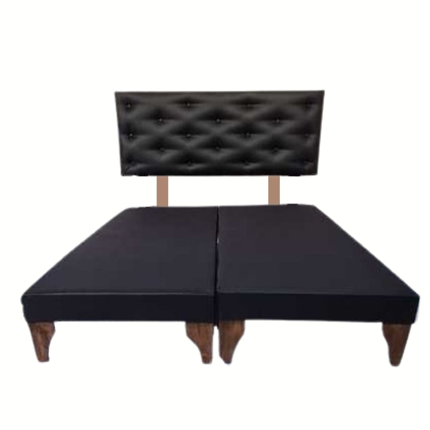 BASE MUEBLES RIMAR DIVIDIDA EUROPEA 2 PLAZAS NEGRO + RESPALDO BOTON CUERO P U - 1