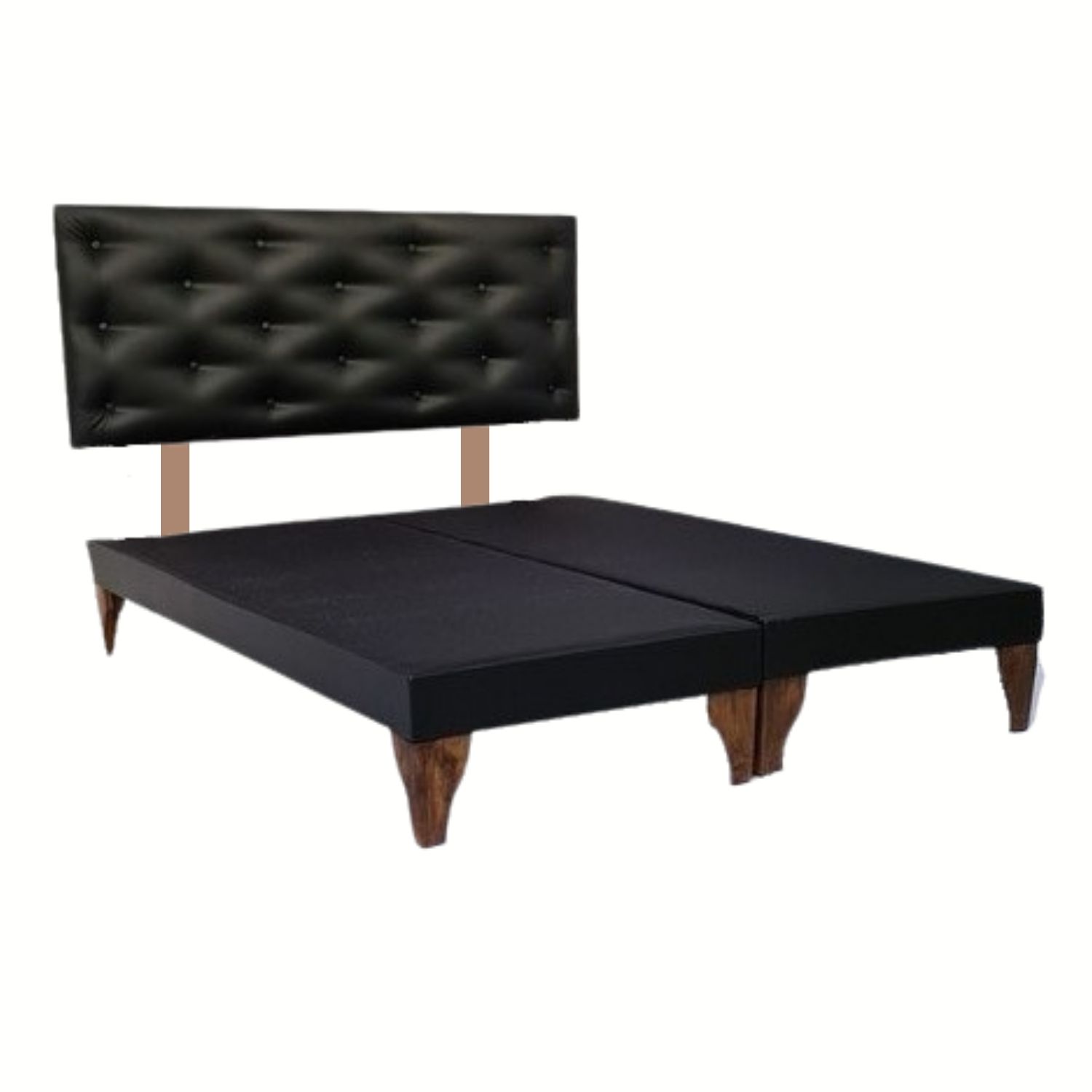BASE MUEBLES RIMAR DIVIDIDA EUROPEA 2 PLAZAS NEGRO + RESPALDO BOTON CUERO P U - 2