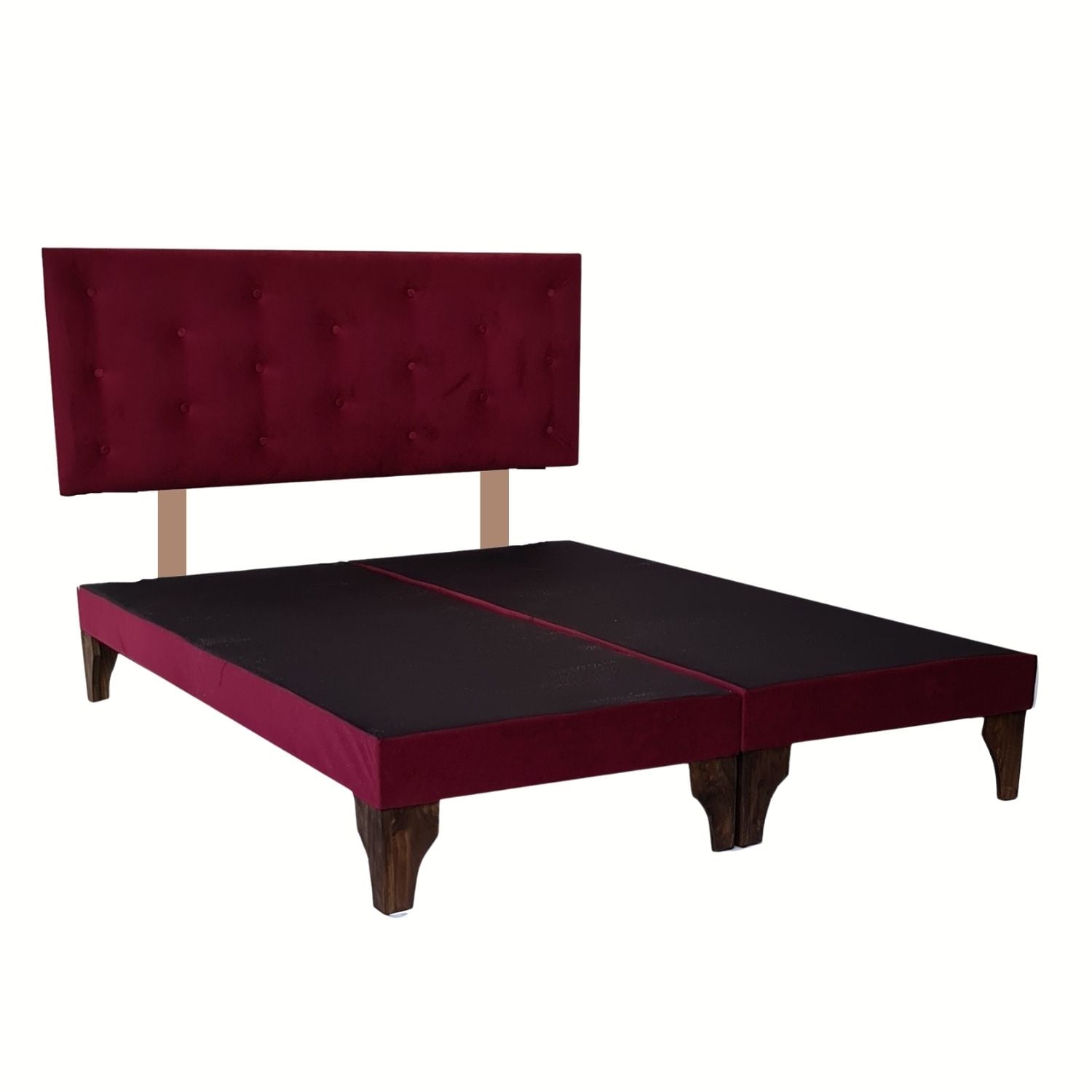 BASE MUEBLES RIMAR DIVIDIDA EUROPEA 2 PLAZAS BURDEO + RESPALDO BOTON VINO TINTO FELPA - 2