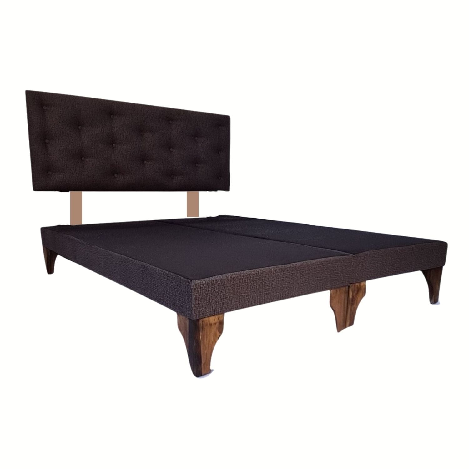 BASE MUEBLES RIMAR DIVIDIDA EUROPEA 2 PLAZAS GRIS + RESPALDO BOTON JASPIADO OSCURO CABANCHA - 2