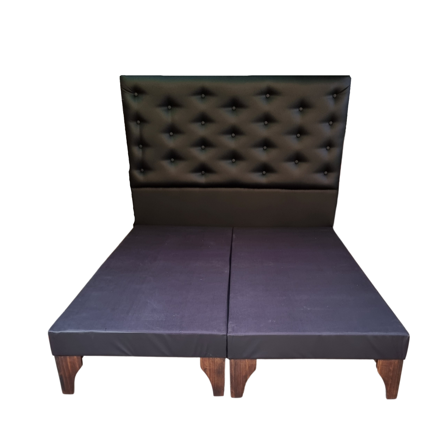 BASE MUEBLES RIMAR DIVIDIDA EUROPEA 2 PLAZAS NEGRO + RESPALDO A PISO ECO CUERO - 1