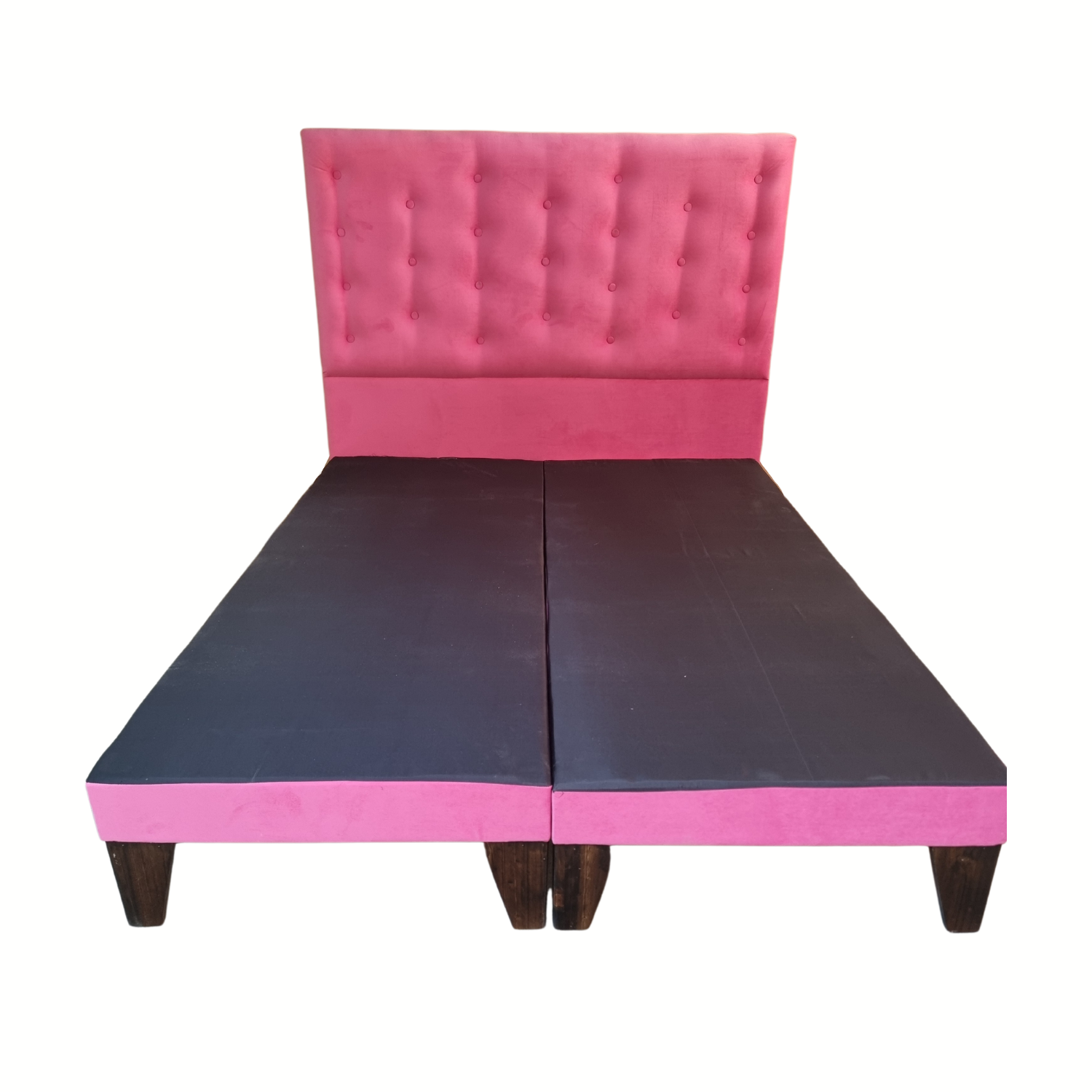 BASE MUEBLES RIMAR DIVIDIDA EUROPEA 2 PLAZAS ROSADO + RESPALDO A PISO FELPA - 1