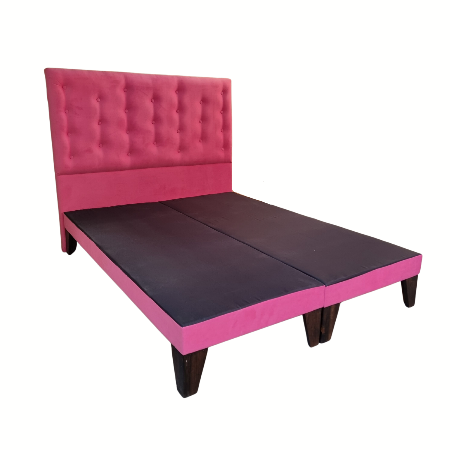 BASE MUEBLES RIMAR DIVIDIDA EUROPEA 2 PLAZAS ROSADO + RESPALDO A PISO FELPA - 2
