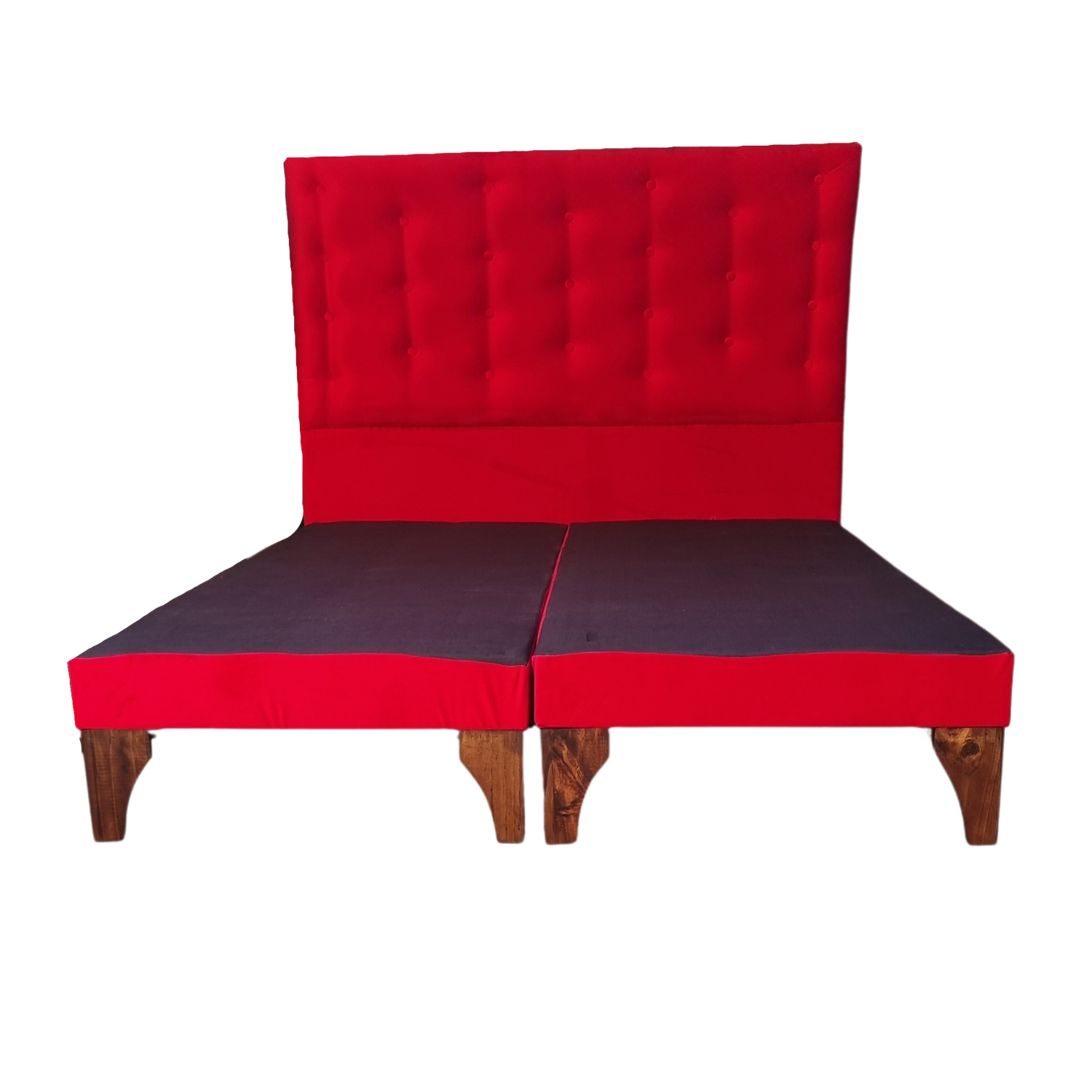 BASE MUEBLES RIMAR DIVIDIDA EUROPEA 2 PLAZAS ROJO + RESPALDO A PISO FELPA - 1