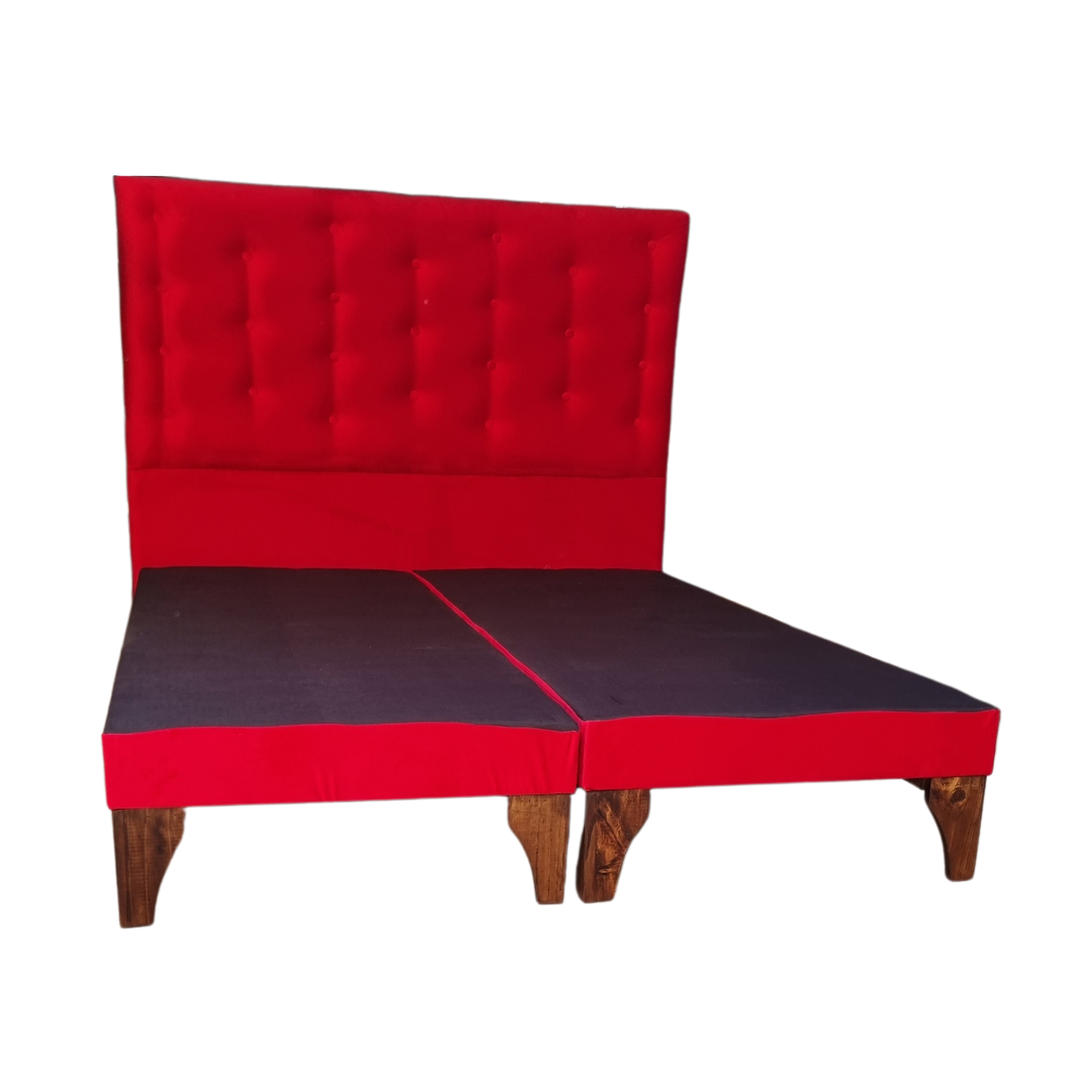 BASE MUEBLES RIMAR DIVIDIDA EUROPEA 2 PLAZAS ROJO + RESPALDO A PISO FELPA - 2