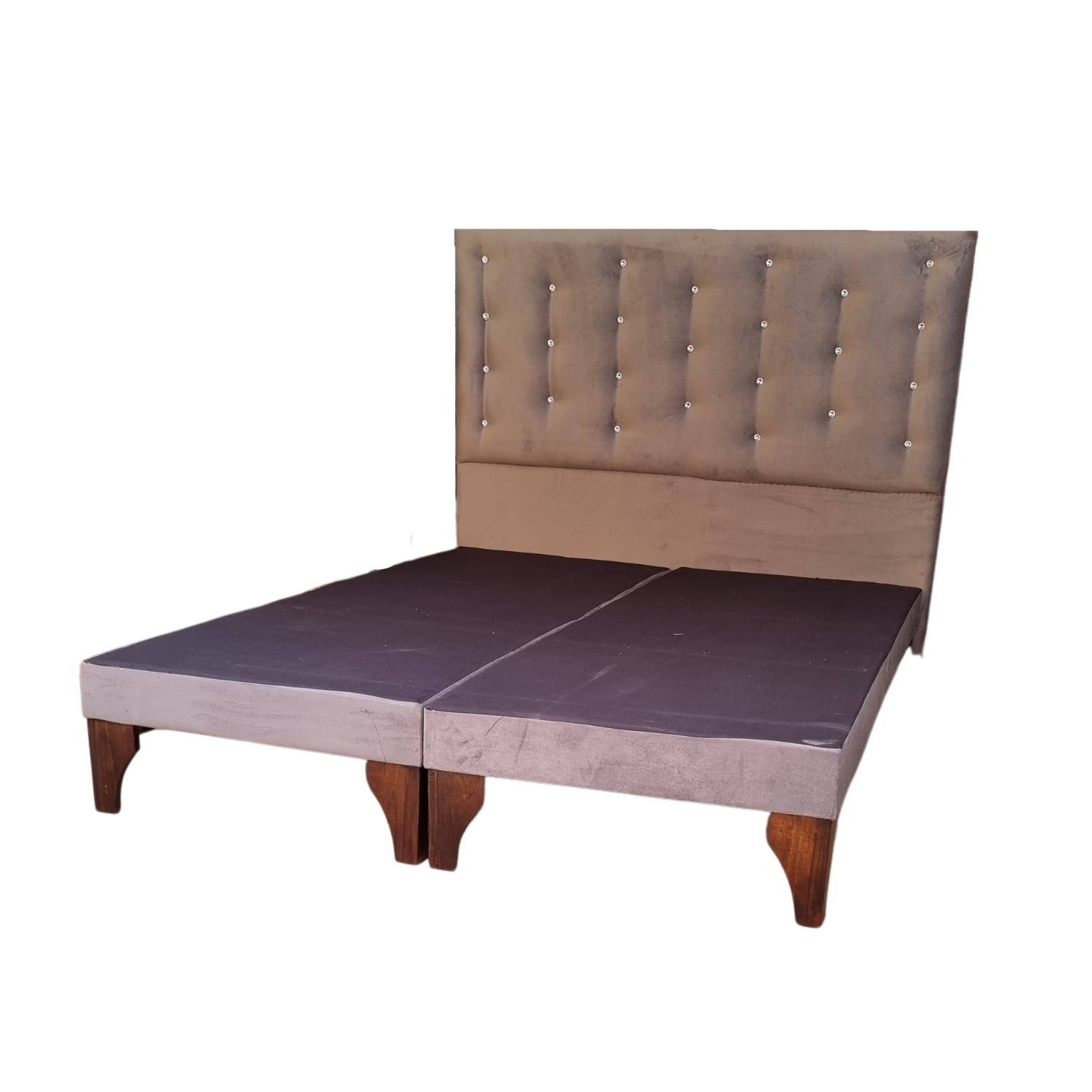 BASE MUEBLES RIMAR DIVIDIDA EUROPEA 2 PLAZAS GRIS + RESPALDO A PISO FELPA BOTON DIAMANTE - 3