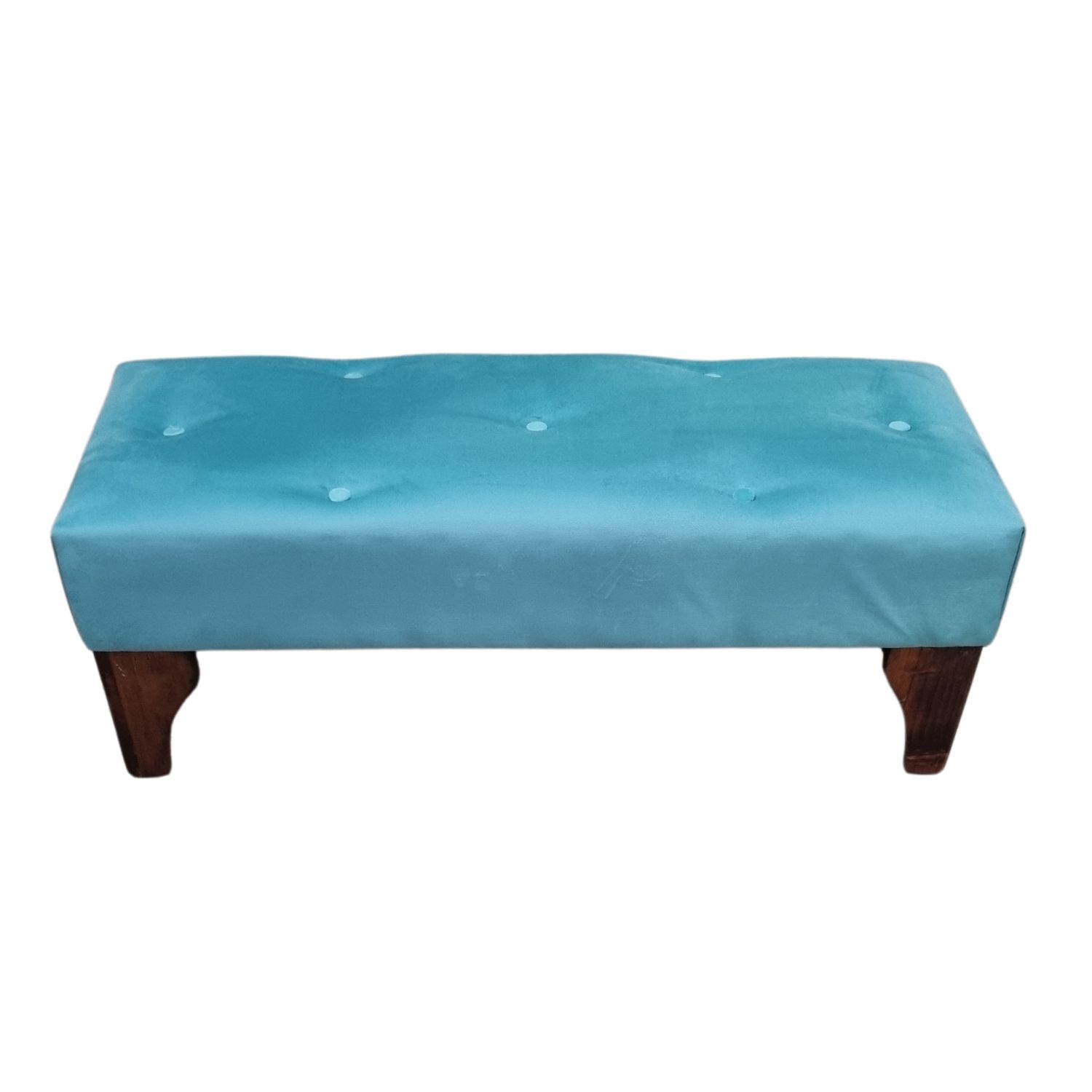 BANQUETA MUEBLES RIMAR BOTONE TURQUESA FELPA - 1