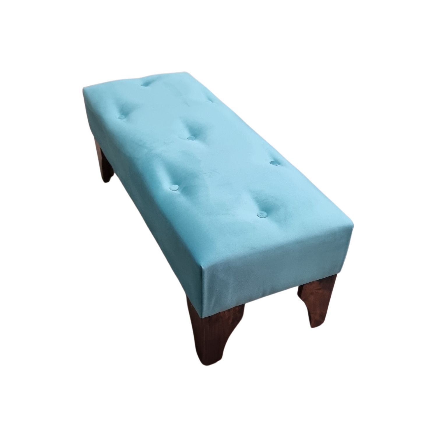 BANQUETA MUEBLES RIMAR BOTONE TURQUESA FELPA - 3
