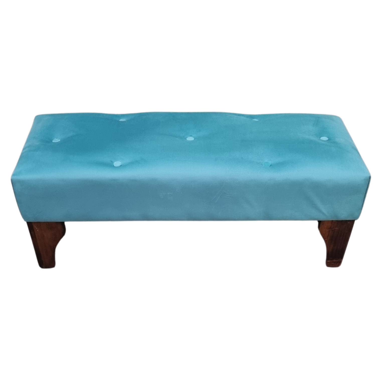 BANQUETA MUEBLES RIMAR BOTONE TURQUESA FELPA - 4