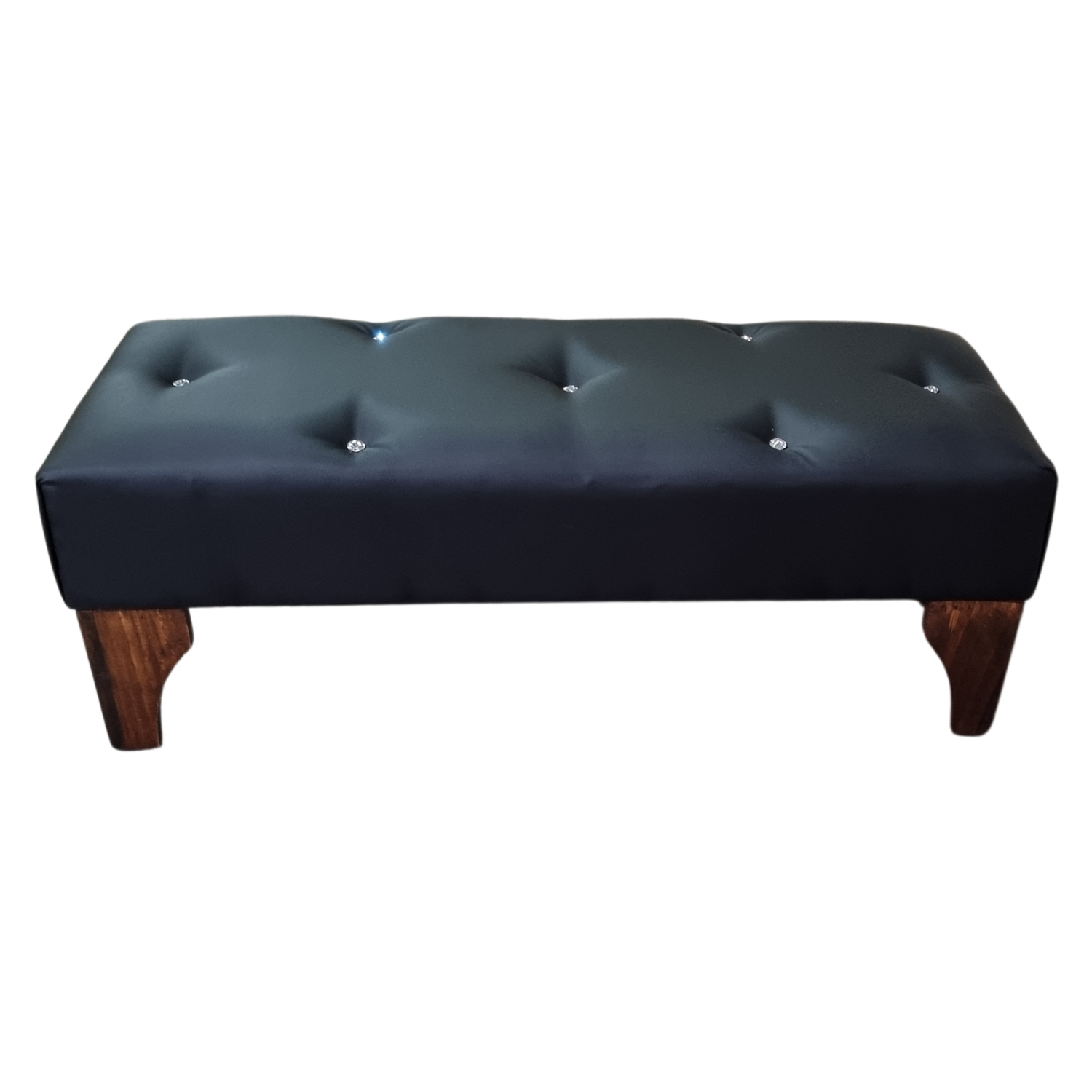 BANQUETA MUEBLES RIMAR BOTONE NEGRO ECO CUERO DIAMANTE - 4