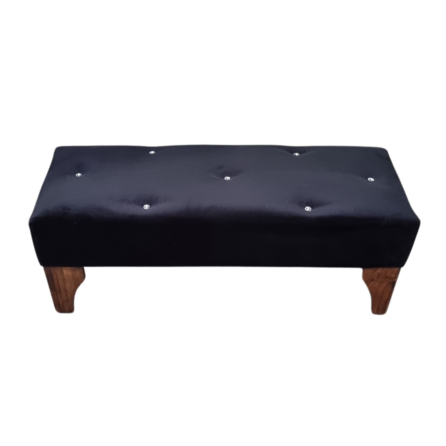 BANQUETA MUEBLES RIMAR BOTONE NEGRO FELPA DIAMANTE - 1